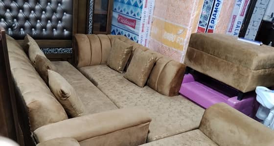 6 seater sofa with stool , in good condition
