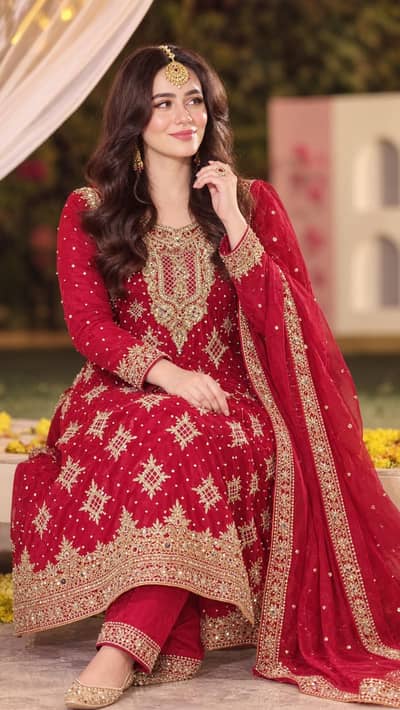 Title: Red Gold Embroidered 3-Piece Dress – Worn Once