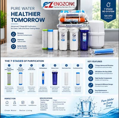 Engzone 7 Stage Domestic RO Water Filter - 100 GPD