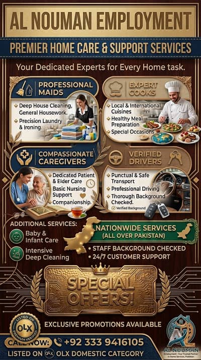 Maid Services, House Maid , Cook, Chef, Helper, Driver, Couple Maids