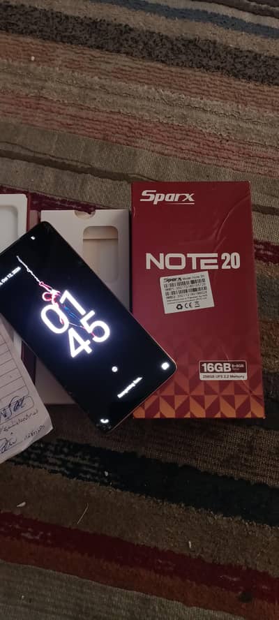 sparx note 20 8+8/256 gb official pta with box 03046125242 watsapp no