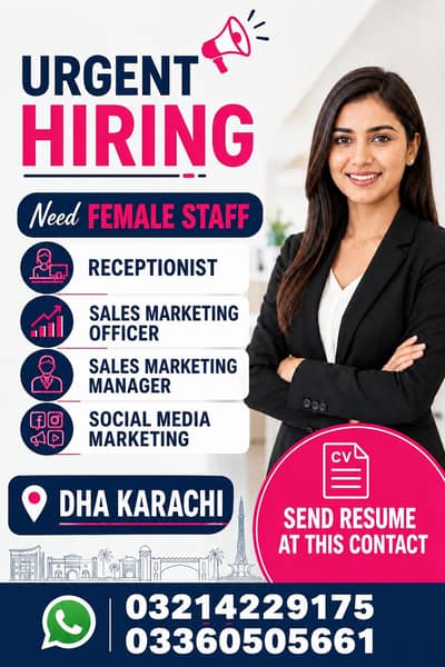 Need female staff for defence Karachi