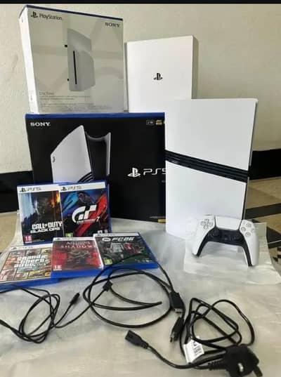 Sony playstation ps 5 pro 2tb 5 DVD game 2 controller h