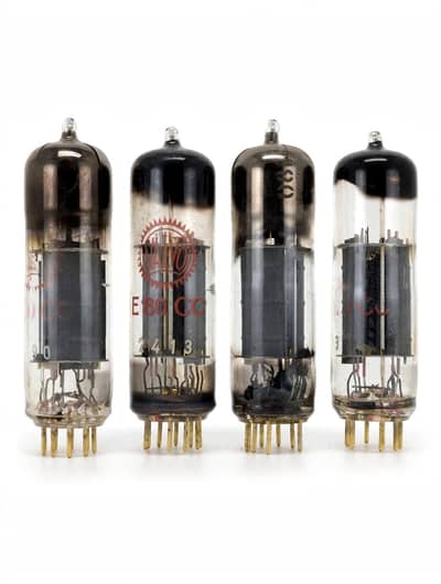 4x Valvo E800CC-gold pin-red print-Hamburg Germany-Matched Quad-1960s