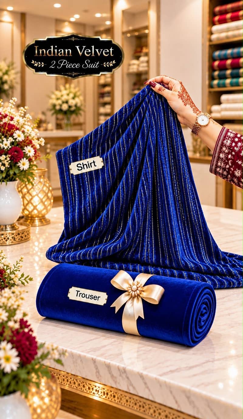 Luxury Indian Velvet 2-Piece Suit – Elegant Fabric - Eastern - 1120375275