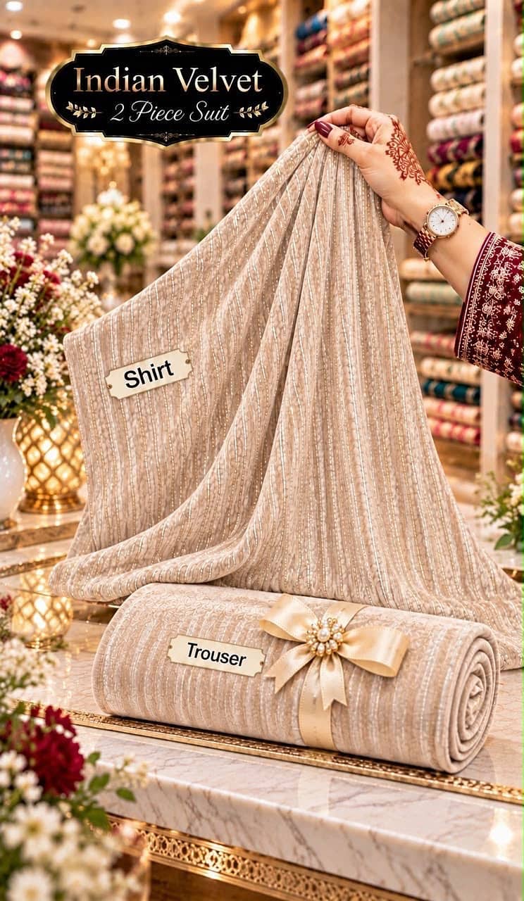 Luxury Indian Velvet 2-Piece Suit – Elegant Fabric - Eastern - 1120375275