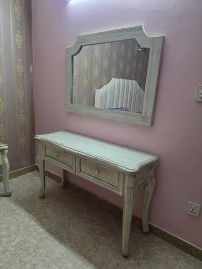 2 Bed side tables with a dressing table and Large Mirror