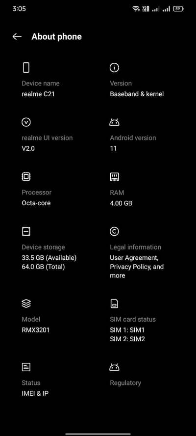 Realme C21 4-64 total original phne all ok finger on