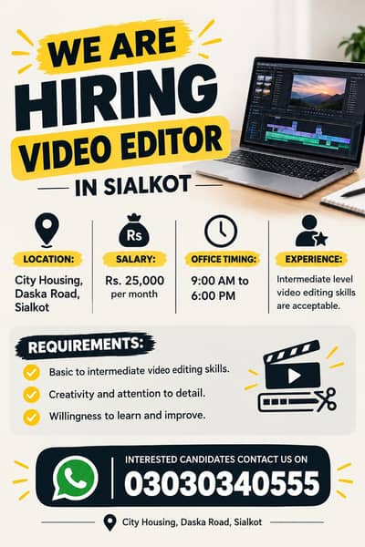 Hiring Video Editor in Sialkot