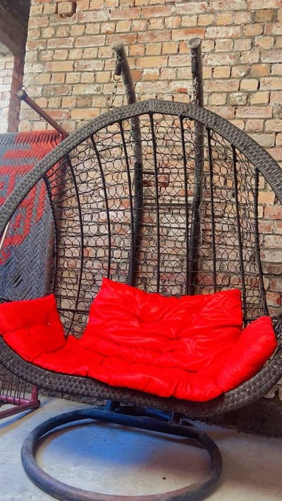 Hanging swing Chair  HangRed ing Swing Chair with Stand & Red Cushions