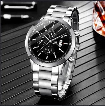 1 PCS  Men's Fashion Stainless Steel Quartz Watch - Chronograph Style Dial with Working Calendar Date Display R5883