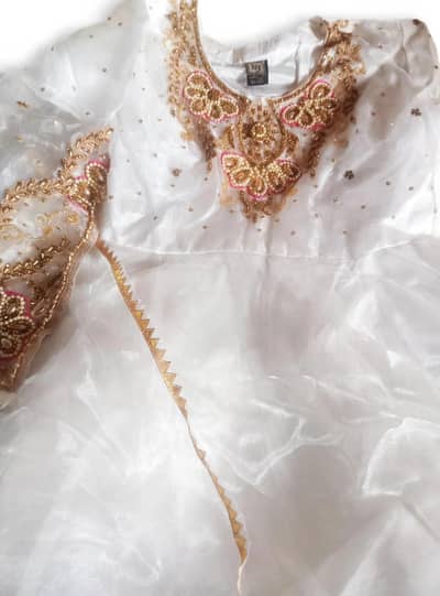 white fancy maxi Golden kam will party wear