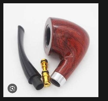 Classic Red Wood Grain Smoking Pipe Set – Detachable Resin Tobacco Pipe with Brass Filter Element & Curved Stem R5945