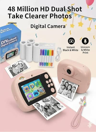 Camera for kids which shots pictures and videos with built in printer