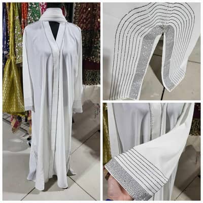 White Fancy Abaya