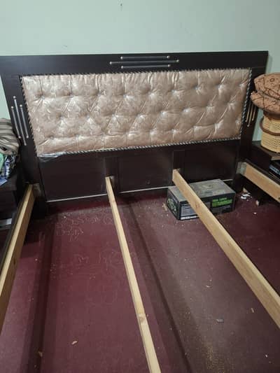 King Size Plywood Bed with 2 side drawer tables and 1 Dressing table