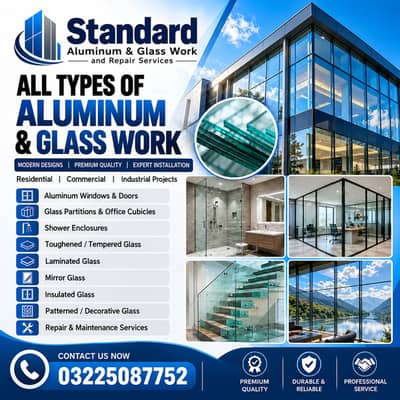 Shower Glass , Aluminum Windows & Doors  , Glass Partitions Services