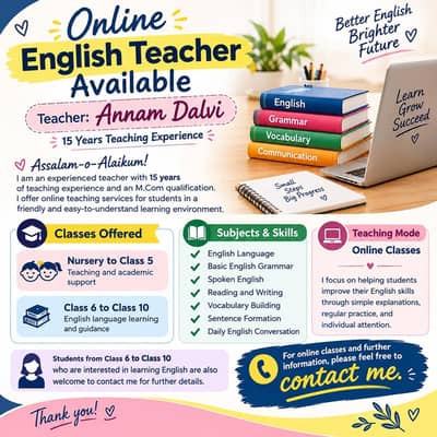 Online teaching available. | 15 Years Teaching Experience