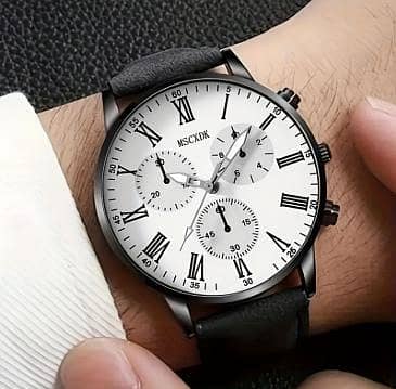 1 PCS Premium Leather Strap Quartz Wrist Watch for Men & Women - Business Casual Analog Clock R5885