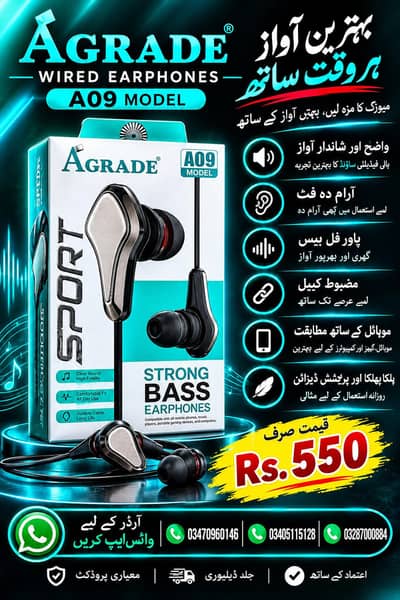 WIRES EARPHONES AGRADE A-09