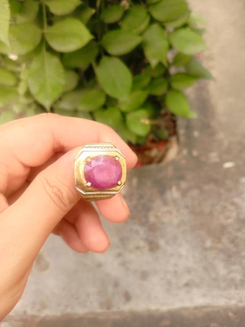 natural Ruby with silver ring 1