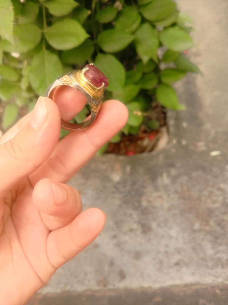 natural Ruby with silver ring 5