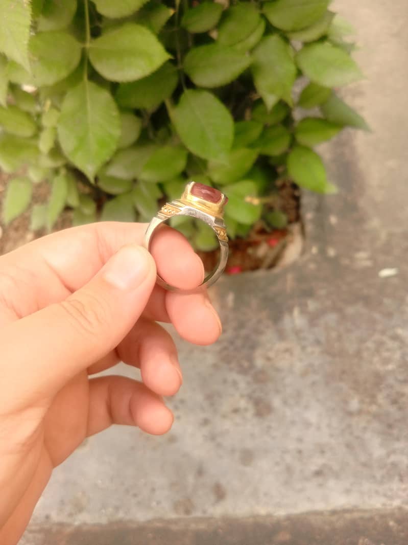 natural Ruby with silver ring 6