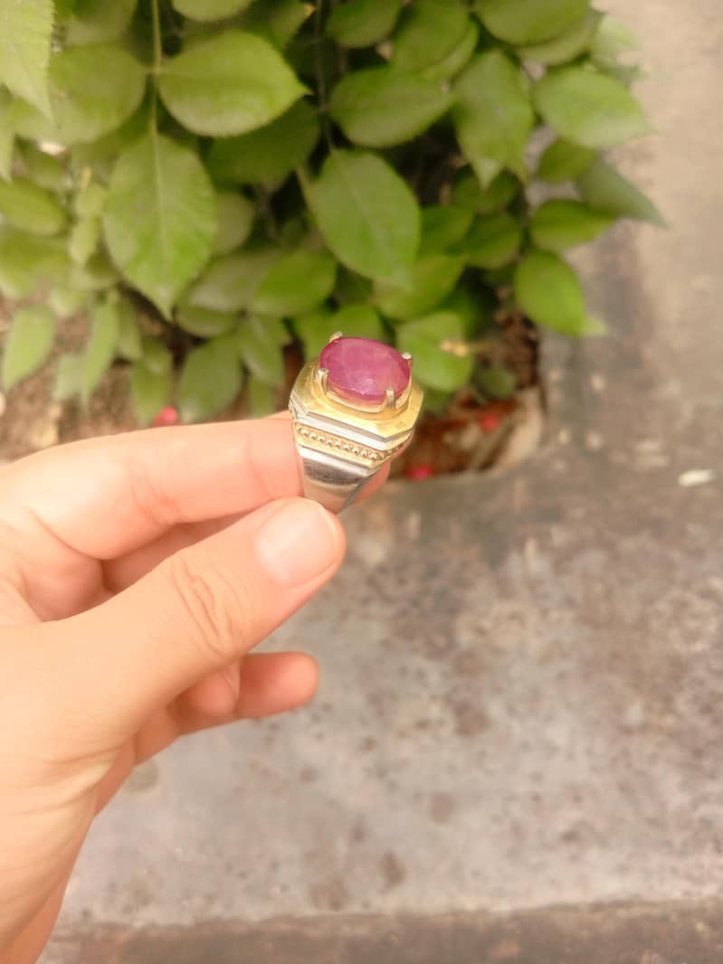 natural Ruby with silver ring 7