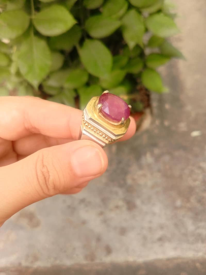natural Ruby with silver ring 8