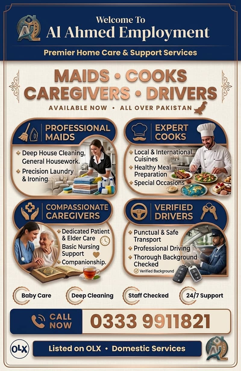 Maid Services, House Maid , Cook, Chef, Helper, Driver, Couple Maids ...