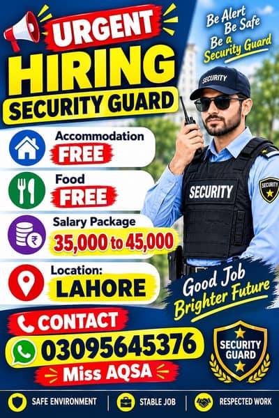 need urgent staff security gurad boday gurad army retire foji local pe