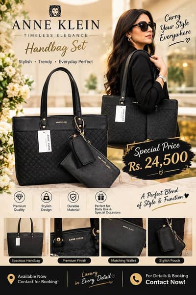 Anne Klein Black Handbag | Set with Matching Wallet  | Like New