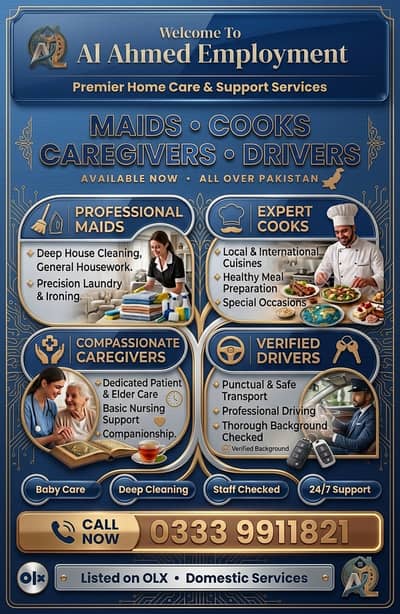 Maid Services, House Maid , Cook, Chef, Helper, Driver, Couple Maids