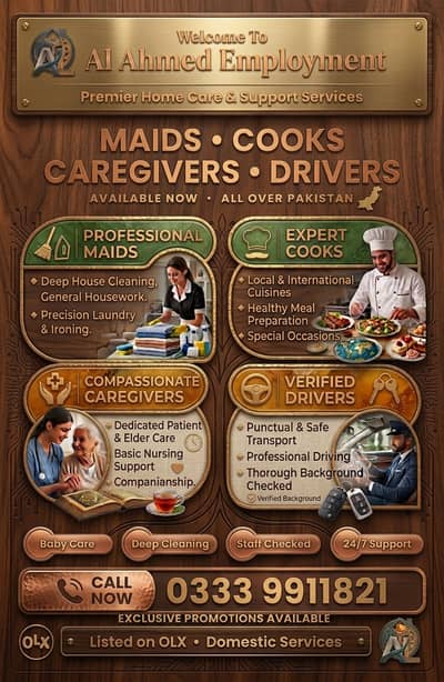 Babysitters, House Maid , Cook, Chef, Helper, Driver, Couple Maids
