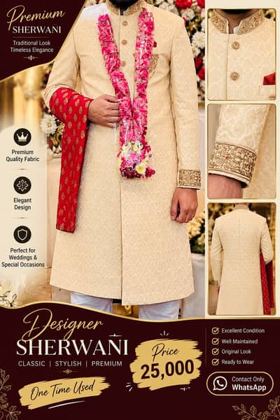 Premium Design Sherwani for Sale – Elegant Wedding Wear | Rs. 25,00