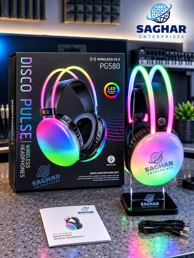 Wireless Gaming Headphone with LED RGB Lighting Effects