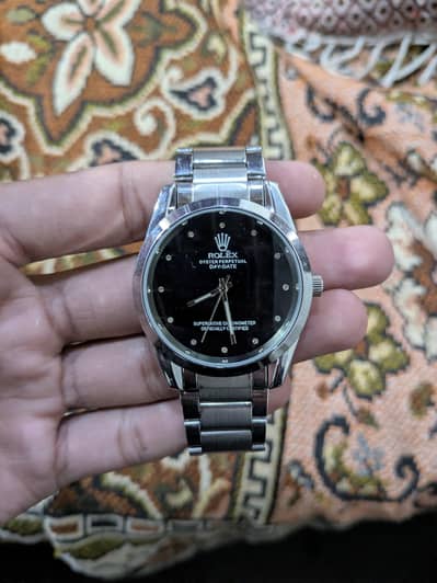 Stylish Dark-blue Dial Silver Chain Watch with Box