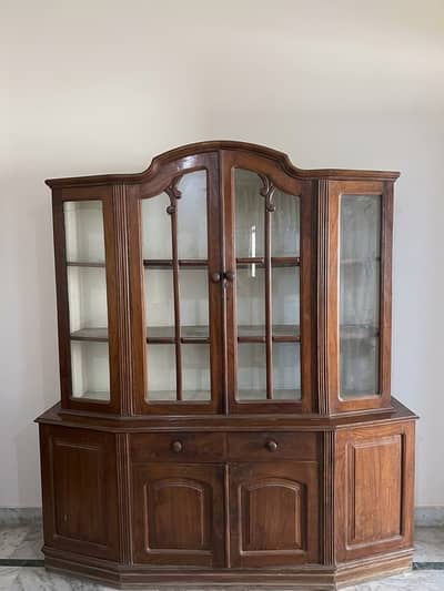 Elegant Dark Wood Glass Display Showcase