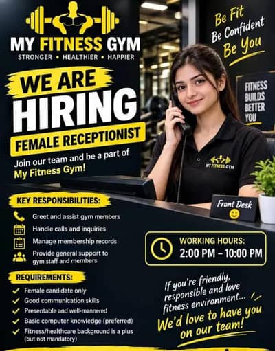 female gym Receptionist