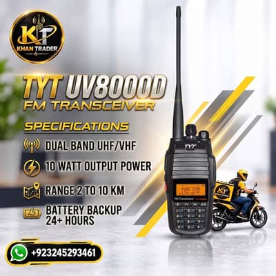 Walkie talkie / wireless set | RANGE 2 TO 15 KM TYT TH-UV8000D