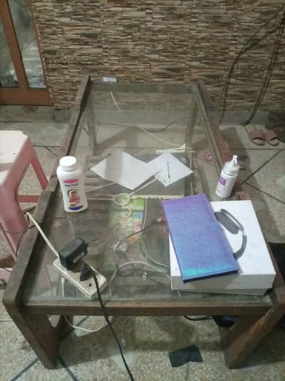 Wooden and Glass House Table for Urgent Sale