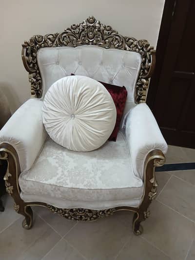 Carved  3 seater and 2 single seater sofa set