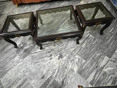 3- Original Kali tali wood tables - Used