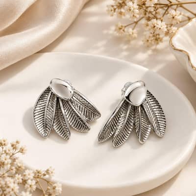 leaf and hoop earrings