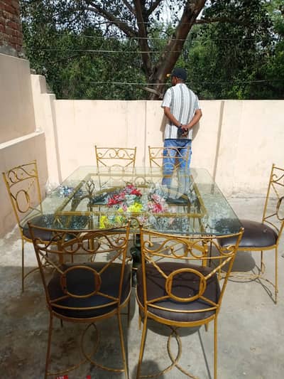 Iron Table with Glass top