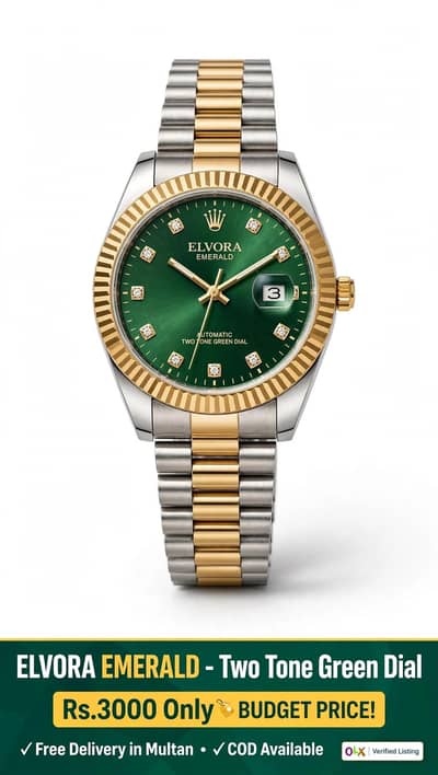 Elvora Emerald Green dial Two-Tone 3k only budget offer