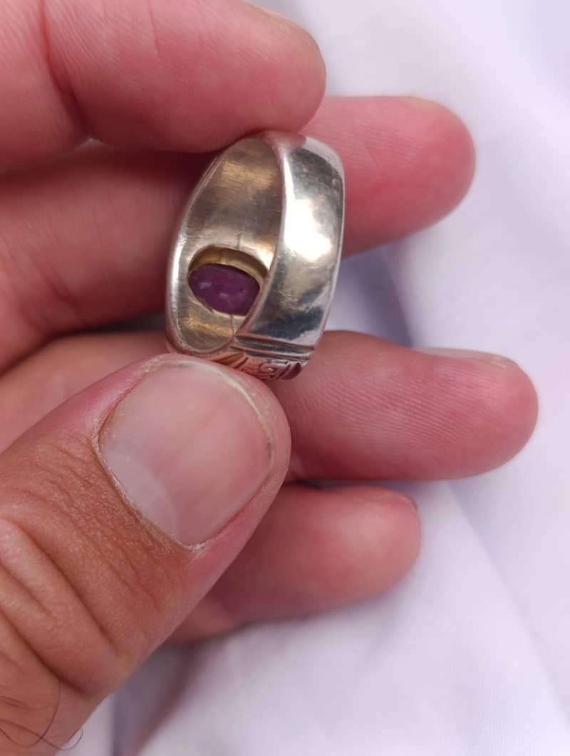 NATURAL RUBY SILVER CHANDI RING HAND MADE 1