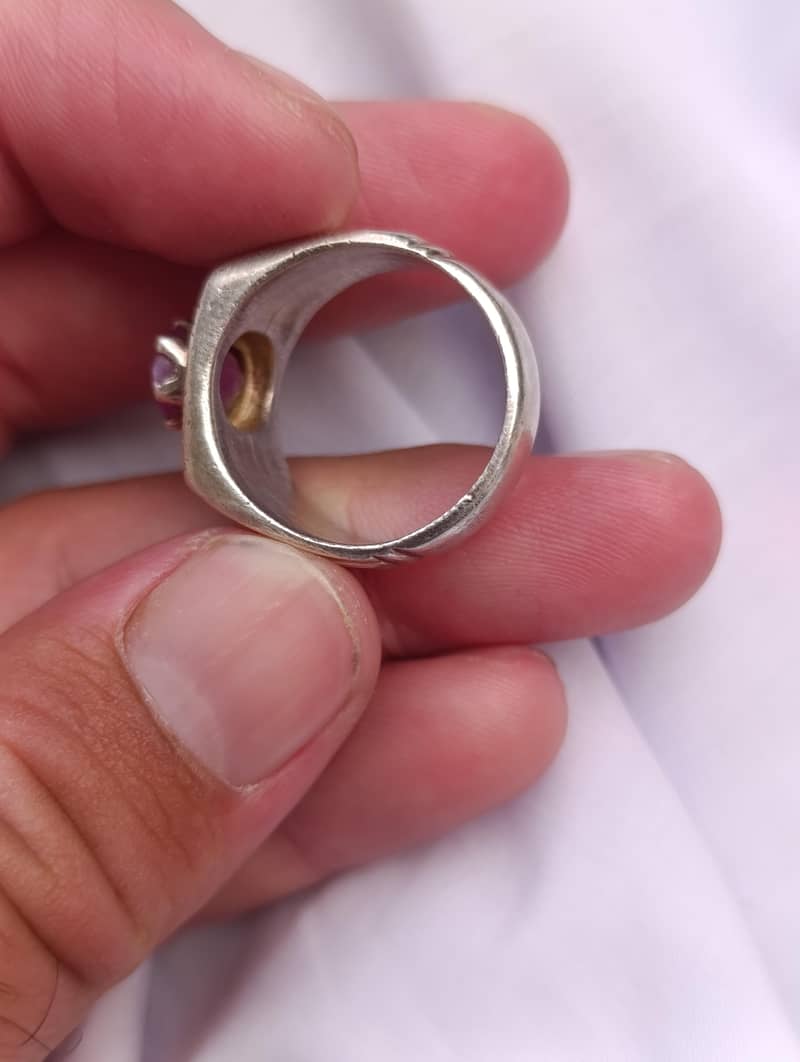 NATURAL RUBY SILVER CHANDI RING HAND MADE 2