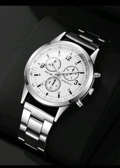 Men,s Silver Stainless Steel Chronograph style Watch | White deal