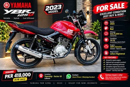 Yamaha YBR 125G Red 2023 | 100% Genuine | Lahore Registered